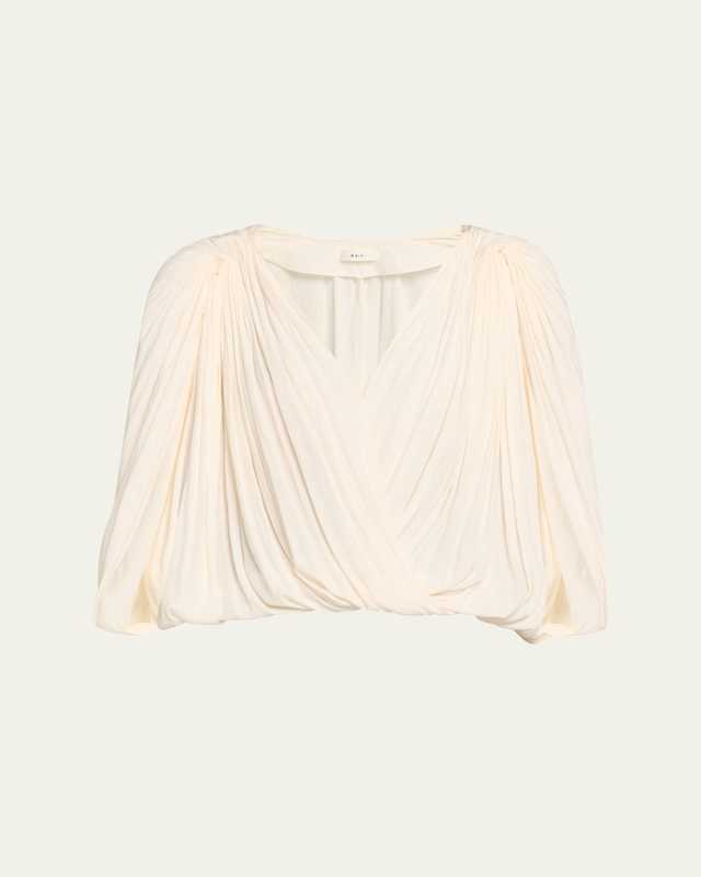 Vivian Draped Cape-Sleeve Top